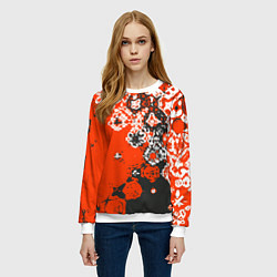 Свитшот женский Красно-черная метаморфоза, цвет: 3D-белый — фото 2