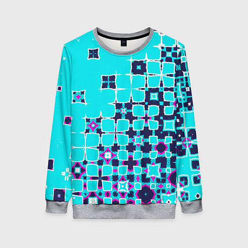 Женский свитшот Геометрическая метаморфоза на бирюзе / 3D-Меланж – фото 1