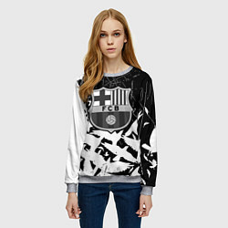 Свитшот женский Barcelona черно белые птицы, цвет: 3D-меланж — фото 2