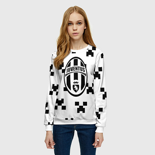 Женский свитшот Juventus x minecraft pattern / 3D-Белый – фото 3