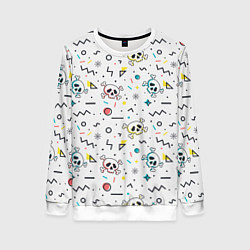 Женский свитшот Паттерн с черепами и геометрическими фигурами на Х