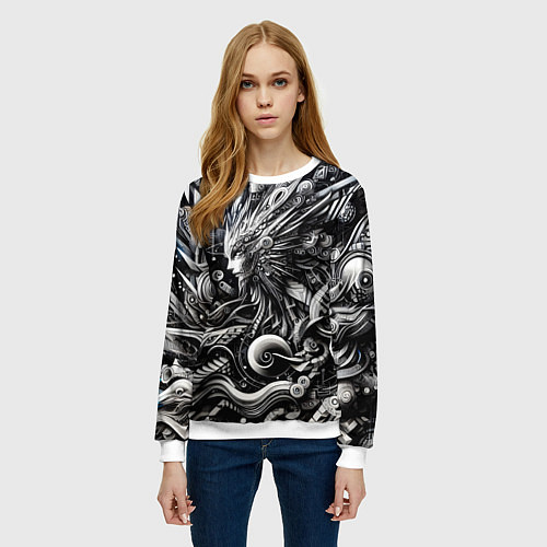 Женский свитшот Abstraction cyber pattern - ai art fantasy / 3D-Белый – фото 3
