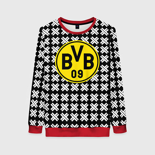 Женский свитшот Borussia pattern geometry / 3D-Красный – фото 1