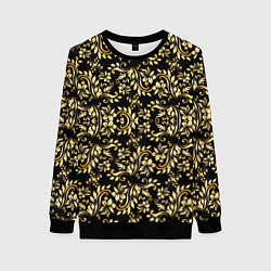Свитшот женский Народная русская роспись - позолота паттерн, цвет: 3D-черный