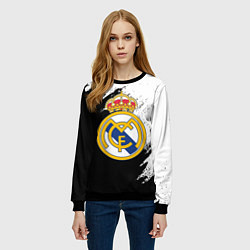 Свитшот женский Real Madrid текстура штрихи, цвет: 3D-черный — фото 2