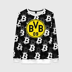 Свитшот женский Borussia биткоин паттерн, цвет: 3D-белый