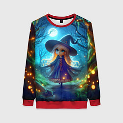 Свитшот женский Ведьмочка-малютка в ночь на хэллоуин, цвет: 3D-красный