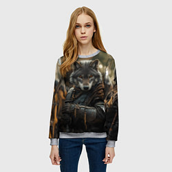 Свитшот женский Волк с мечом, цвет: 3D-меланж — фото 2