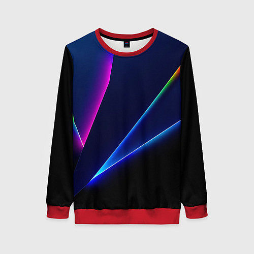 Женский свитшот Neon colored geometric shapes / 3D-Красный – фото 1