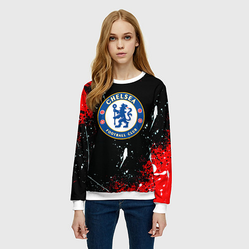 Женский свитшот Chelsea брызги красок текстура / 3D-Белый – фото 3