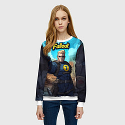 Свитшот женский Fallout смотритель с пистолетом, цвет: 3D-белый — фото 2