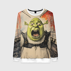 Свитшот женский Шрек в панике, цвет: 3D-белый