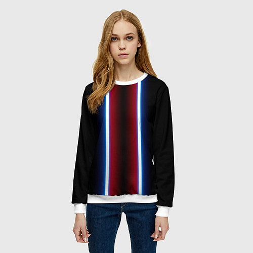 Женский свитшот Color white blue red neon / 3D-Белый – фото 3