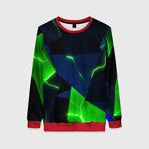 Женский свитшот Neon tile green / 3D-Красный – фото 1