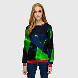 Свитшот женский Neon tile green, цвет: 3D-красный — фото 2