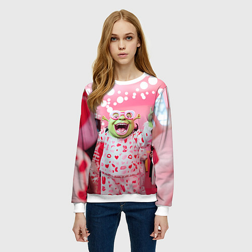 Женский свитшот Шрек пижамная вечеринка / 3D-Белый – фото 3