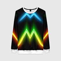 Свитшот женский Neon multicolored lines, цвет: 3D-белый