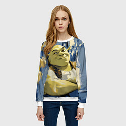 Свитшот женский Шрек с ухмылкой, цвет: 3D-белый — фото 2