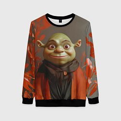 Свитшот женский Шрек и оранжевые листья, цвет: 3D-черный