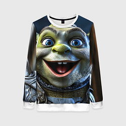 Свитшот женский Крупное лицо Шрека, цвет: 3D-белый