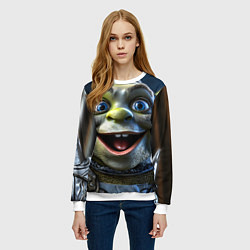 Свитшот женский Крупное лицо Шрека, цвет: 3D-белый — фото 2