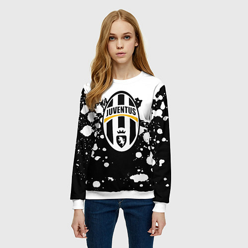 Женский свитшот Juventus белые краски текстура / 3D-Белый – фото 3