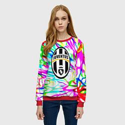 Свитшот женский Ювентус жидкие краски текстура, цвет: 3D-красный — фото 2