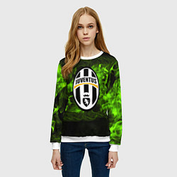 Свитшот женский Ювентус зеленый дым, цвет: 3D-белый — фото 2