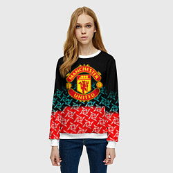 Свитшот женский Манчестер Юнайтед ниндзя паттерн, цвет: 3D-белый — фото 2