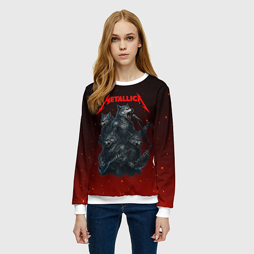 Женский свитшот Metallica в виде волков / 3D-Белый – фото 3