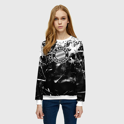 Женский свитшот Bayern Mnchen черно белая бумага / 3D-Белый – фото 3