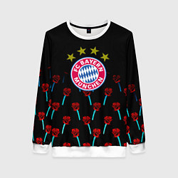 Свитшот женский Бавария Мюнхен розы паттерн, цвет: 3D-белый