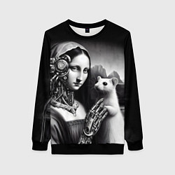 Свитшот женский Cecilia Gallerani - the lady with the ermine cyber, цвет: 3D-черный