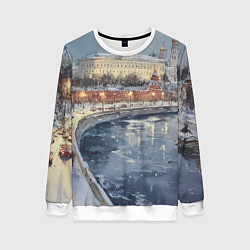 Свитшот женский Новогодние праздники в Москве, цвет: 3D-белый
