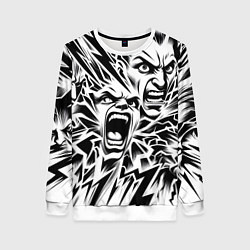 Женский свитшот Свирепые лица и молнии - нейроарт