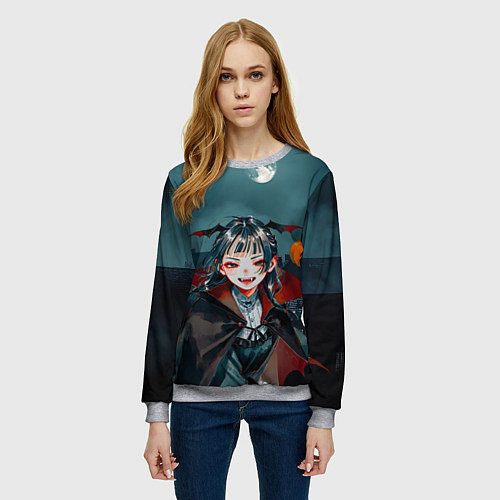 Женский свитшот Вампирша МаоМао - Монолог Фармацевта аниме Хэллоуи / 3D-Меланж – фото 3