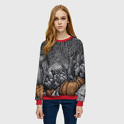 Свитшот женский Осенние шалости духов, цвет: 3D-красный — фото 2