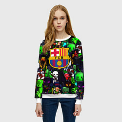 Свитшот женский Minecraft x barcelona fc, цвет: 3D-белый — фото 2