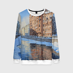 Свитшот женский Зимний Санкт-Петербург, цвет: 3D-белый