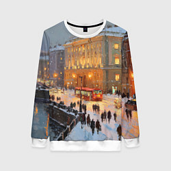 Свитшот женский Предновогодний Санкт-Петербург, цвет: 3D-белый