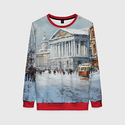 Свитшот женский Зимний Питер красками, цвет: 3D-красный