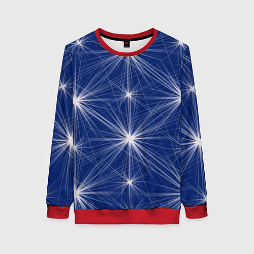 Женский свитшот Звезды на синем фоне / 3D-Красный – фото 1