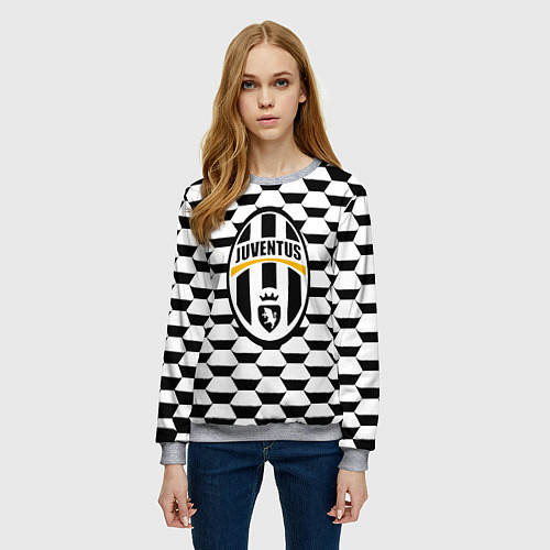 Женский свитшот Juventus геометрия черно белая / 3D-Меланж – фото 3