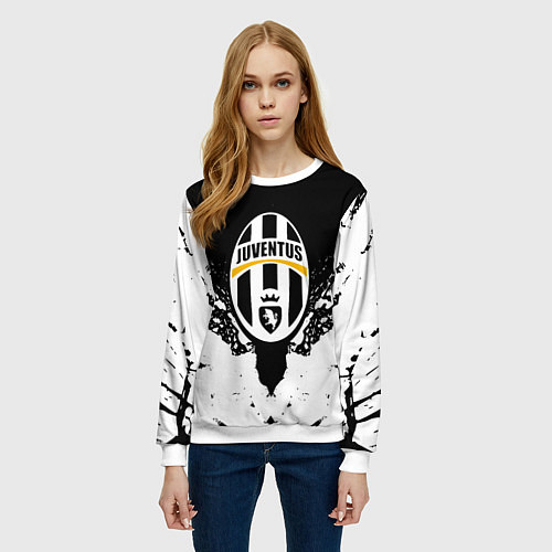 Женский свитшот Ювентус краски всплеск текстура / 3D-Белый – фото 3