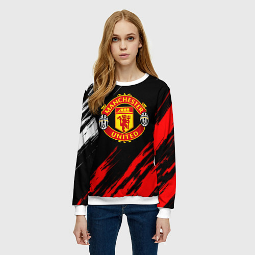 Женский свитшот Манчестер Юнайтед x Ювентус краски / 3D-Белый – фото 3