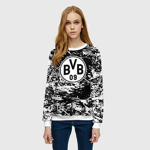 Женский свитшот Боруссиа белые краски / 3D-Белый – фото 3