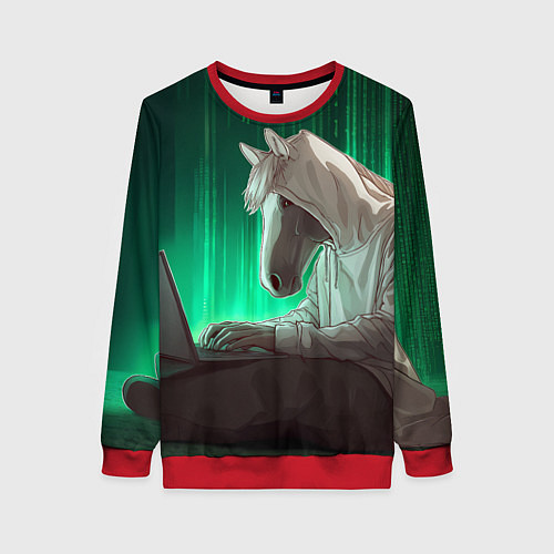 Женский свитшот Хакер лошадь / 3D-Красный – фото 1