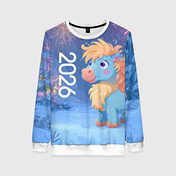 Свитшот женский Милая лошадка 2026, цвет: 3D-белый