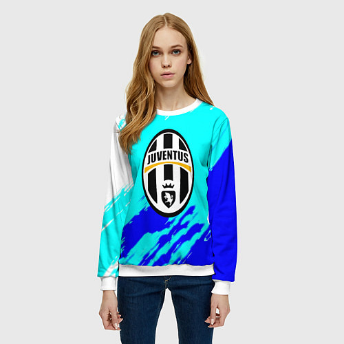 Женский свитшот Ювентус краски штрихи текстура / 3D-Белый – фото 3