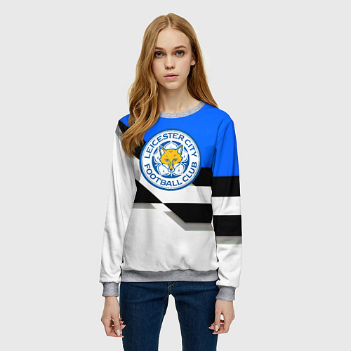 Женский свитшот Лестер сити геометрия полосы / 3D-Меланж – фото 3